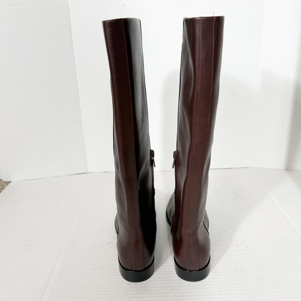 Vince Martell Womens Ganache Brown Knee High Minimalist Riding Boot Size 7.5